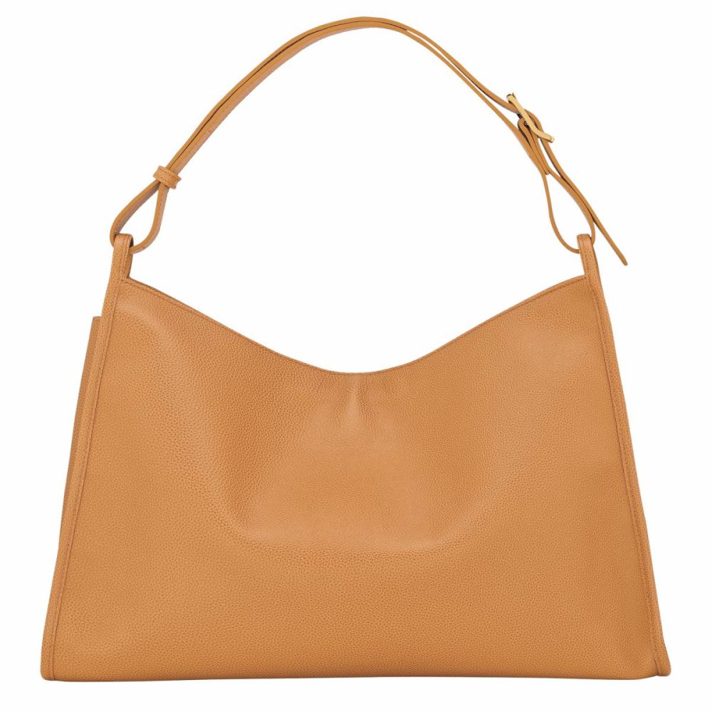 Walnut Longchamp Women Le Foulonné Xl Shoulder Bag Walnut - Leather Leather Bags - Image 3