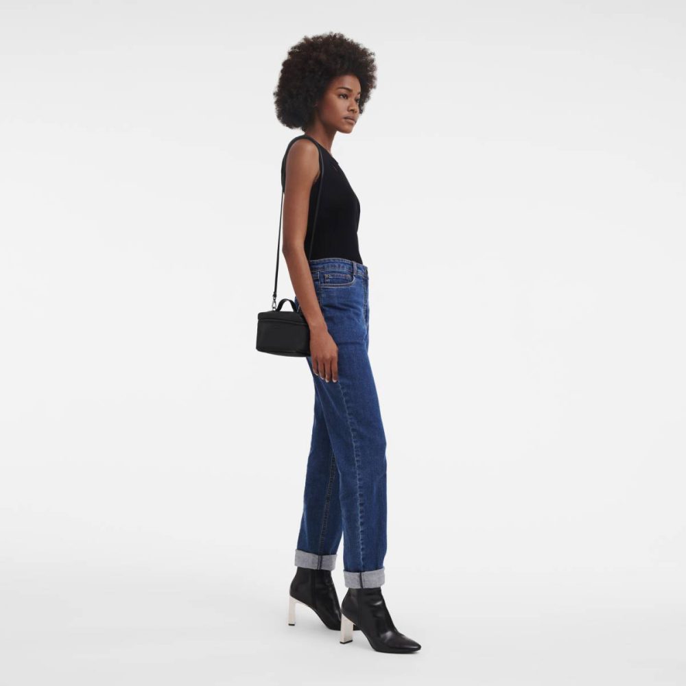 Women Black Leather Bags Le Pliage Xtra Xs Vanity Black - Leather Longchamp - Image 2