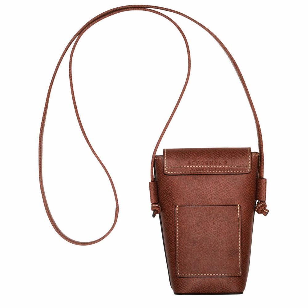 Women Brown Épure Phone Case With Leather Lace Brown - Leather Longchamp Phone Cases - Image 4