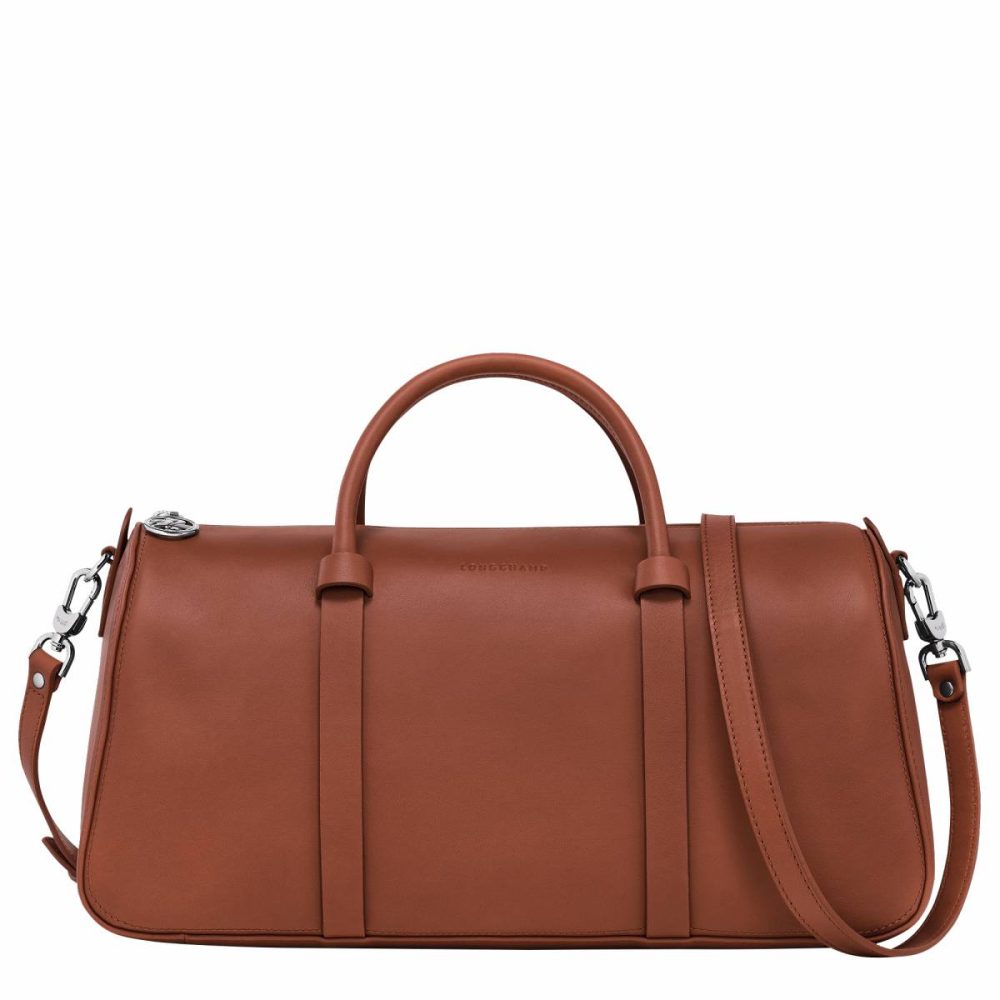 Women Daylong L Handbag Cognac - Leather Cognac Leather Bags Longchamp