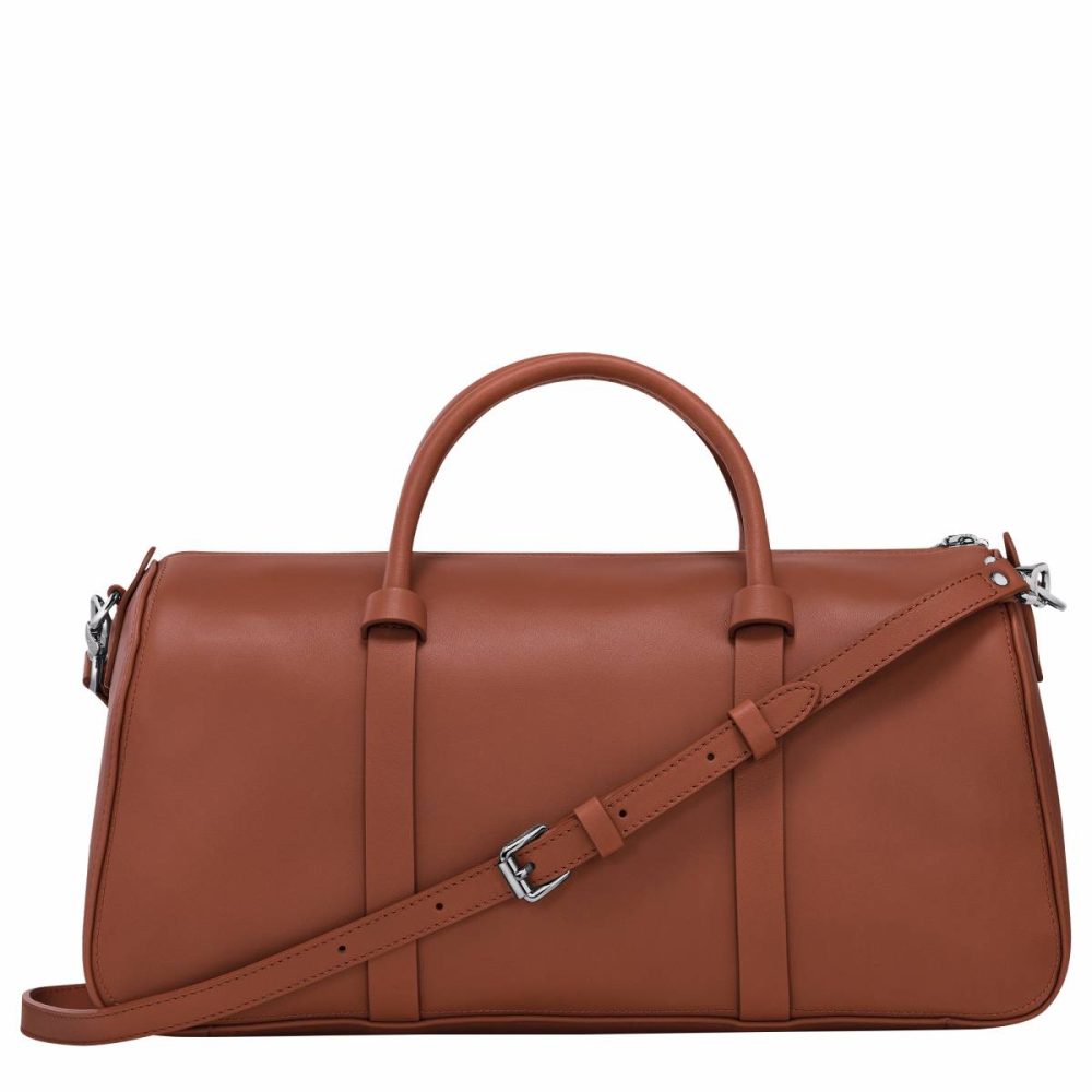 Women Daylong L Handbag Cognac - Leather Cognac Leather Bags Longchamp - Image 4