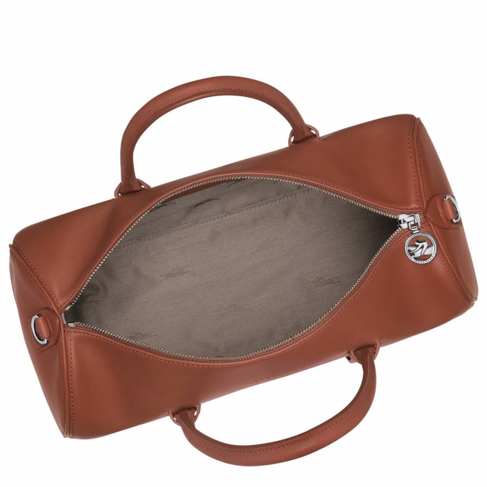 Women Daylong L Handbag Cognac - Leather Cognac Leather Bags Longchamp - Image 5