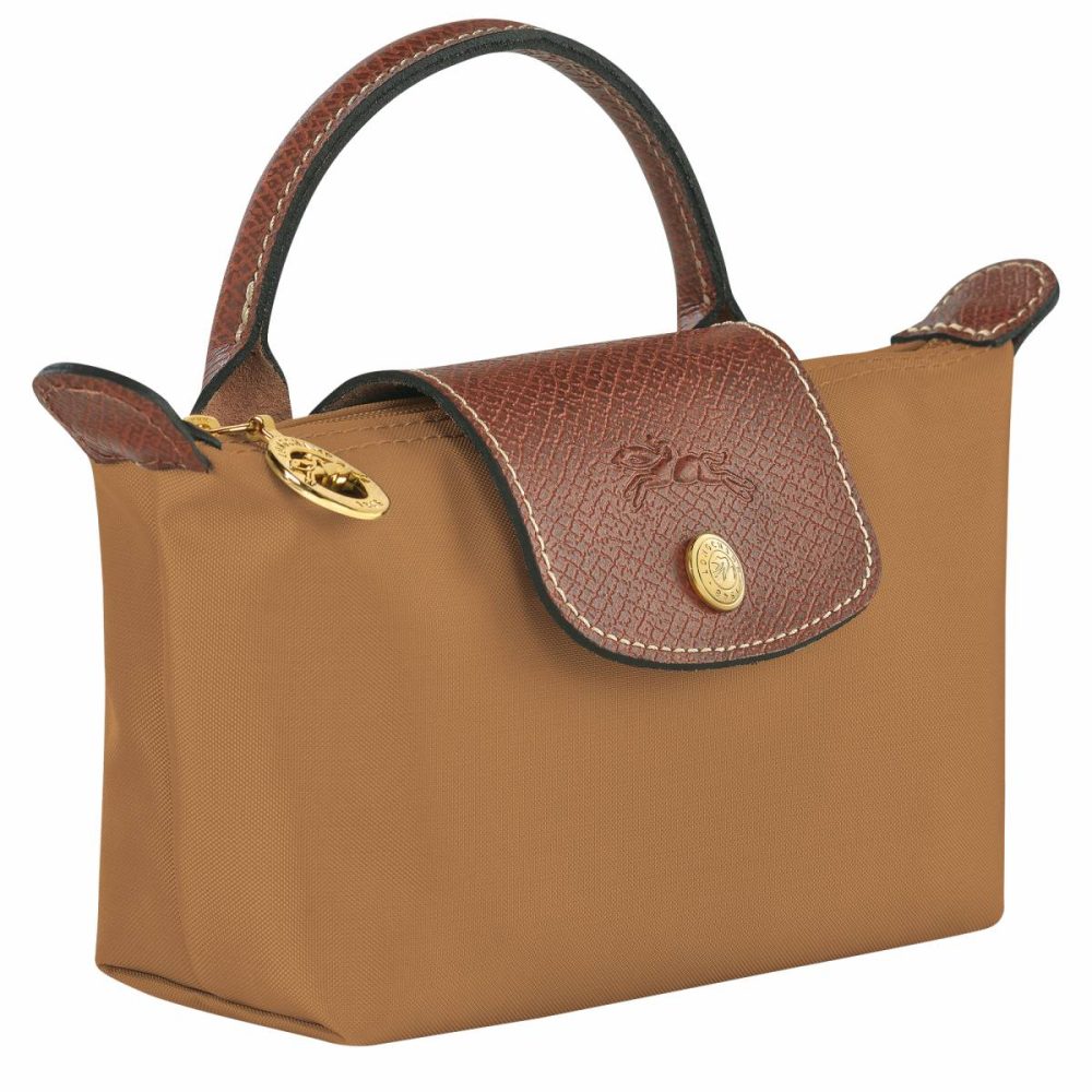 Women Fawn Le Pliage Original Pouch With Handle Fawn - Recycled Canvas Pouches & Cases Longchamp - Image 2