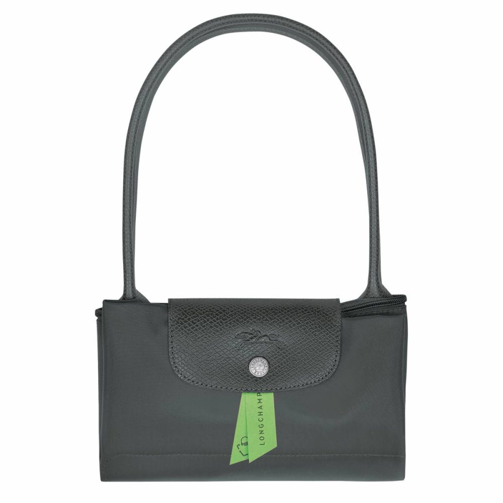 Women Graphite Shoulder Bags Longchamp Le Pliage Green M Tote Bag Graphite - Recycled Canvas - Image 5