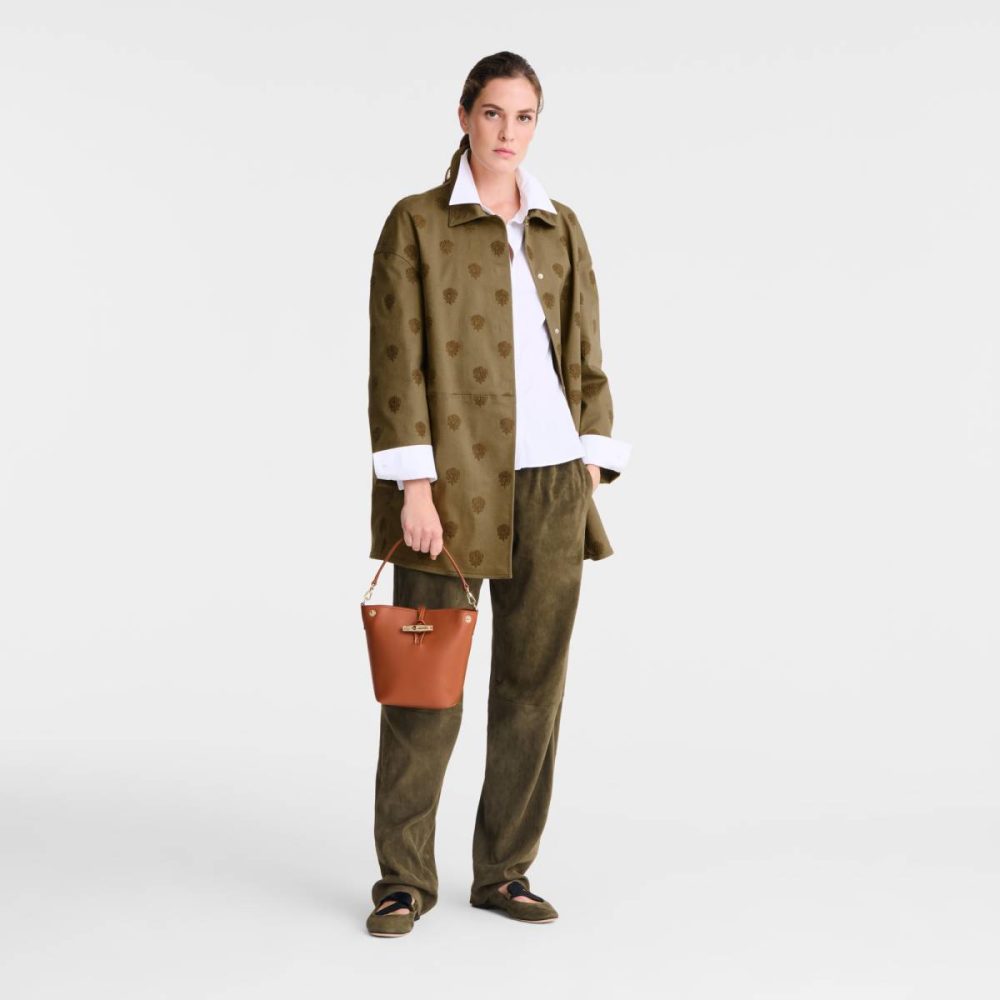 Women Leather Bags Bark Le Roseau Xs Bucket Bag Bark - Leather Longchamp - Image 2