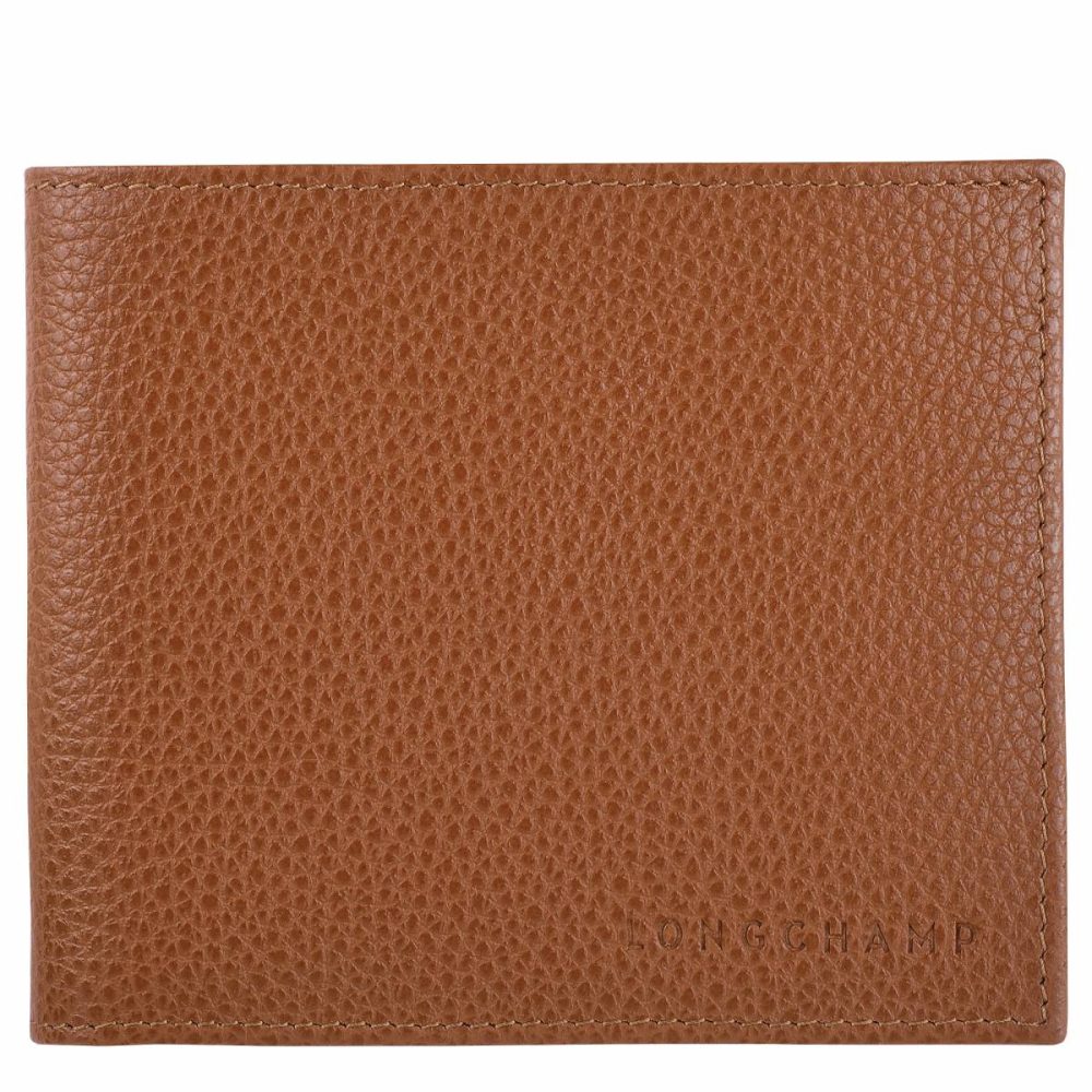 Women Leather Wallets Le Foulonné Wallet Caramel - Leather Caramel Longchamp