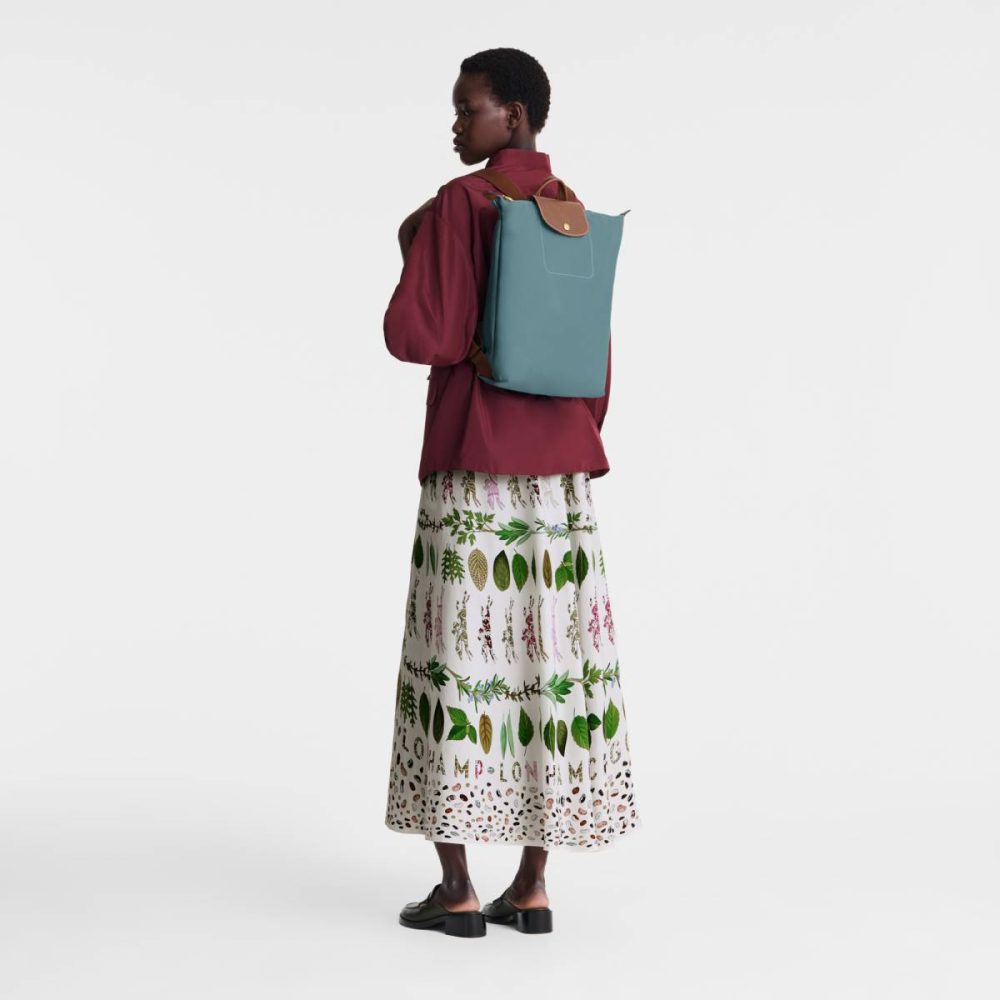Women Longchamp Backpacks Eucalyptus Le Pliage Original M Backpack Eucalyptus - Canvas - Image 2