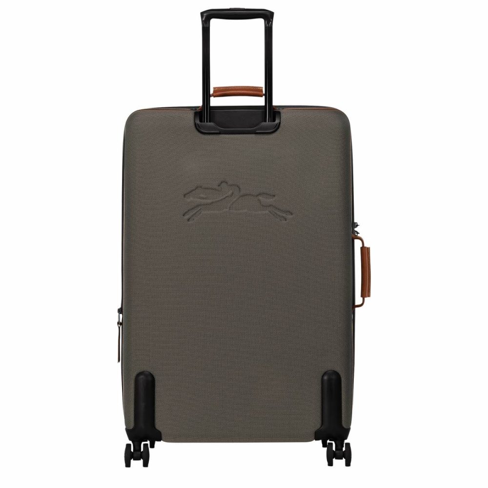 Women Longchamp Boxford Xl Suitcase Brown - Recycled Canvas Brown Suitcases - Image 3