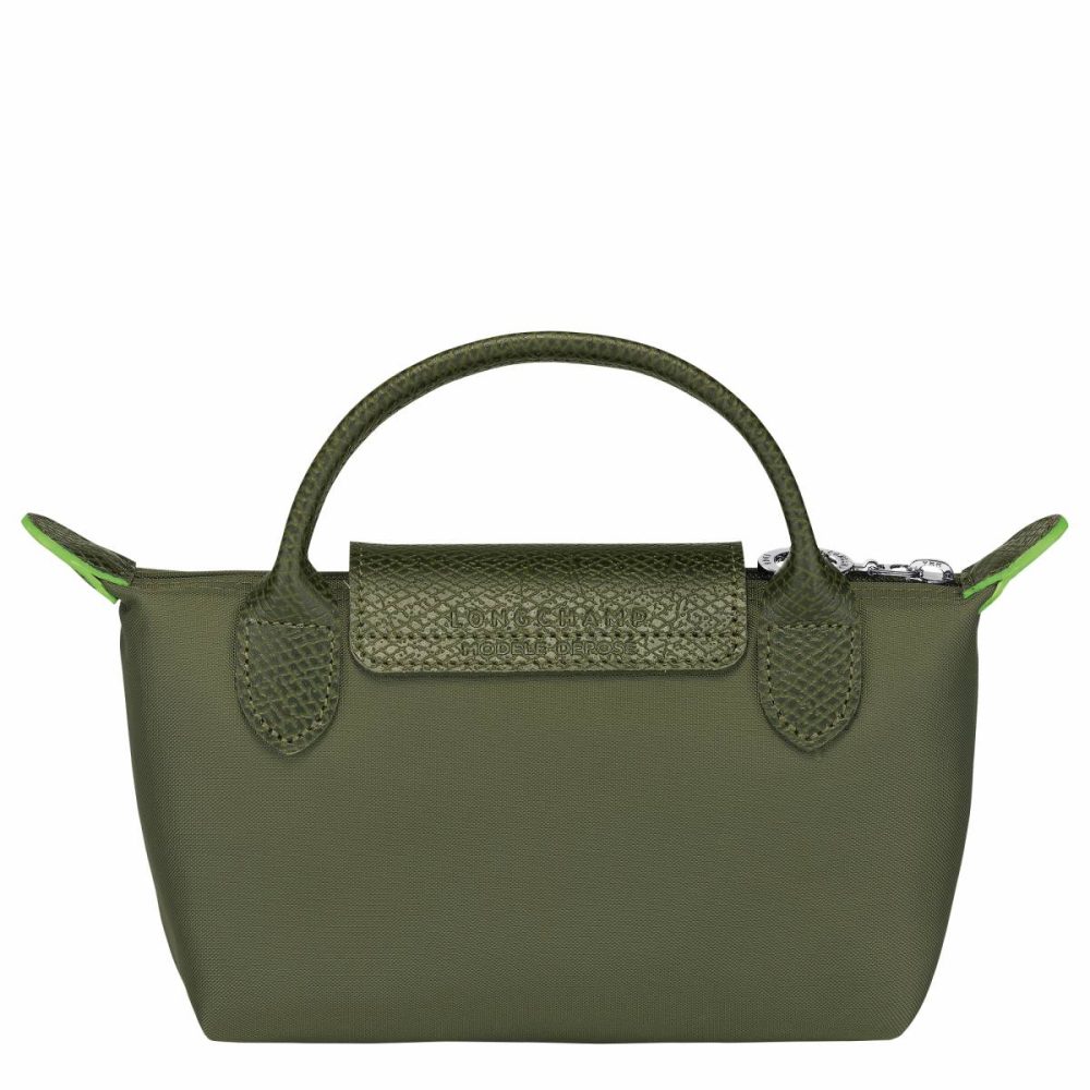 Women Longchamp Forest Le Pliage Green Pouch With Handle Forest - Recycled Canvas Pouches & Cases - Image 3