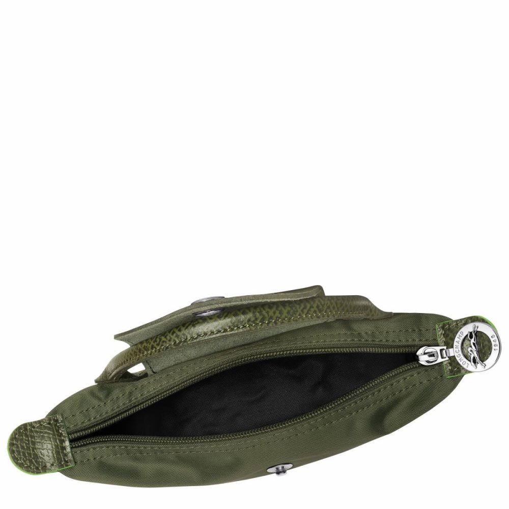 Women Longchamp Forest Le Pliage Green Pouch With Handle Forest - Recycled Canvas Pouches & Cases - Image 4