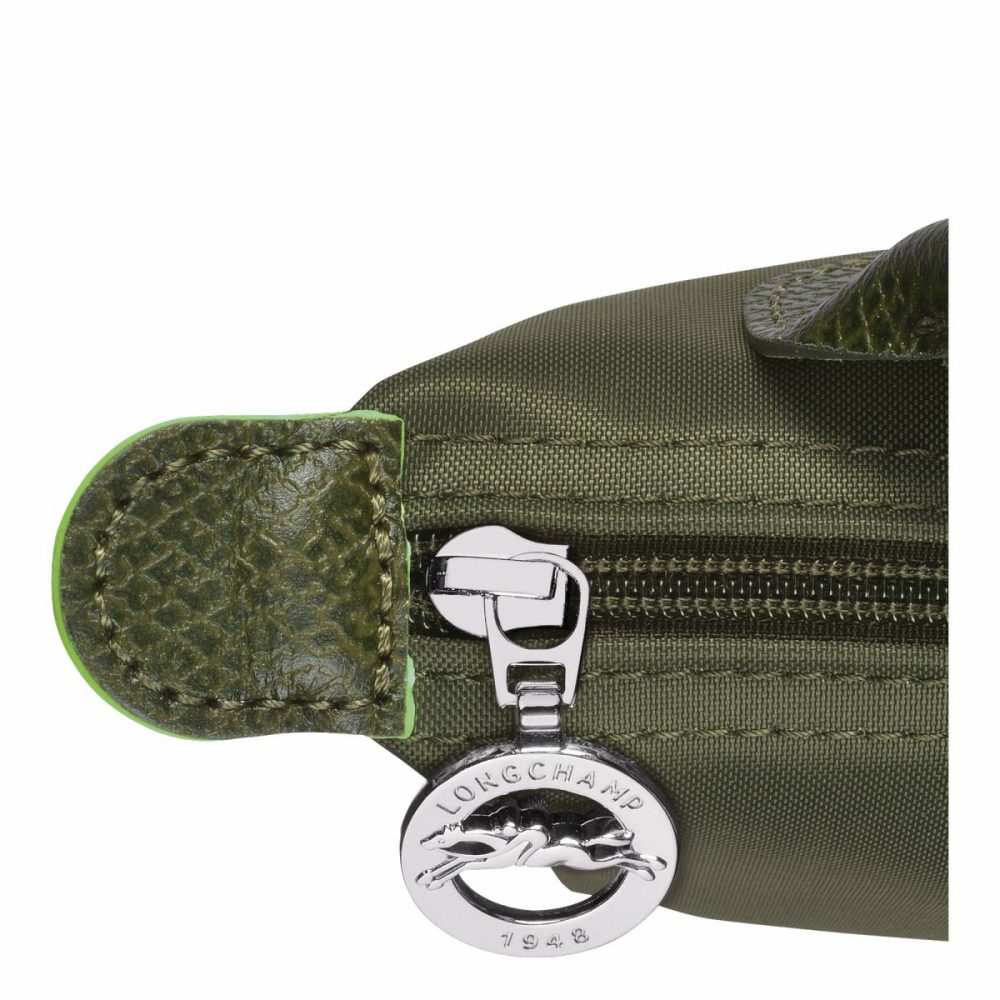 Women Longchamp Forest Le Pliage Green Pouch With Handle Forest - Recycled Canvas Pouches & Cases - Image 5