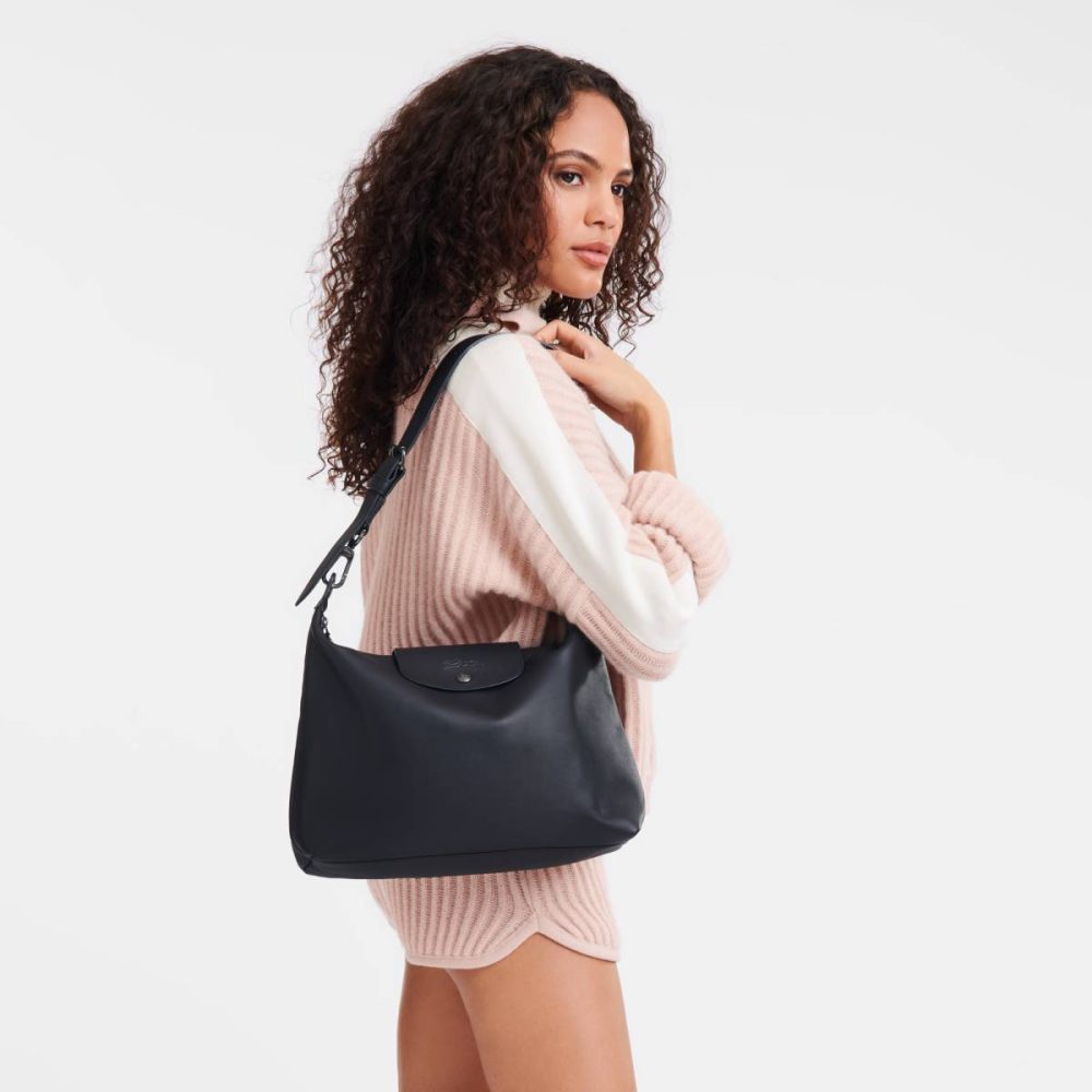 Women Longchamp Le Pliage Xtra M Hobo Bag Black - Leather Black Leather Bags - Image 2