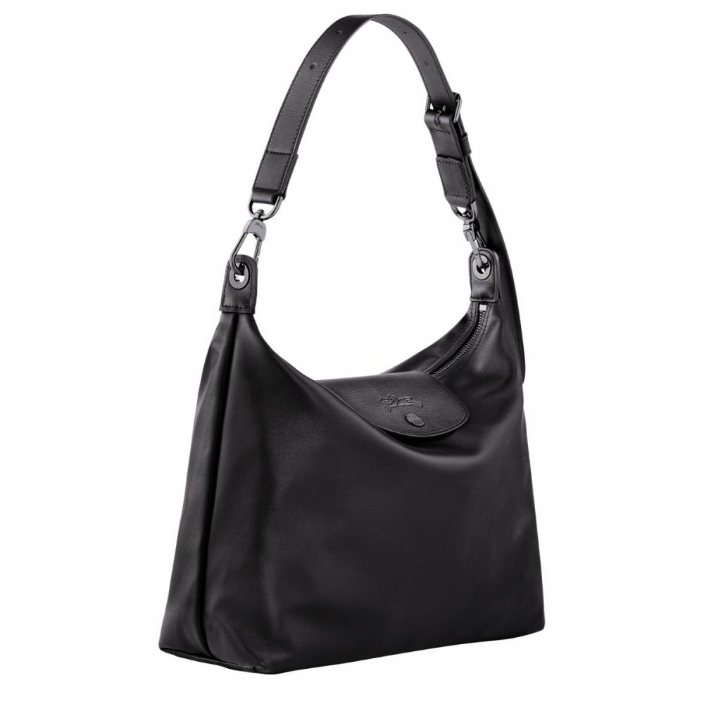 Women Longchamp Le Pliage Xtra M Hobo Bag Black - Leather Black Leather Bags - Image 3