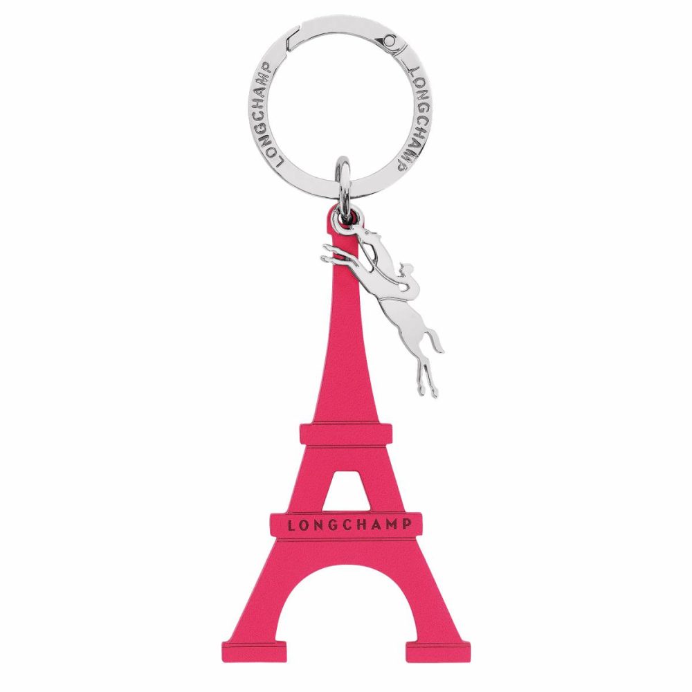 Women Longchamp Pink Le Pliage Original Keyring Pink - Leather Keyrings