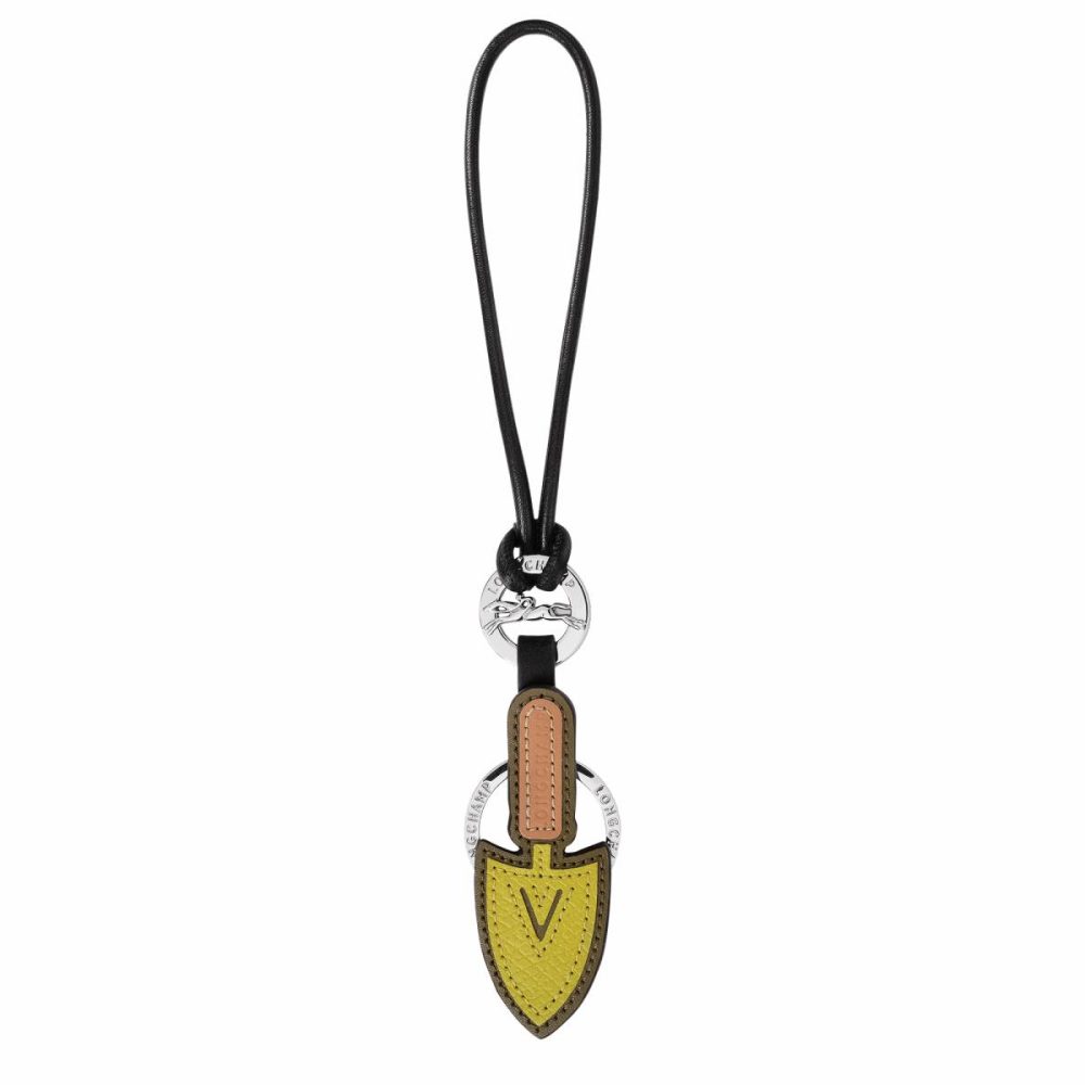 Women Longcharm Keyring Kiwi Green - Leather Kiwi Green Keyrings Longchamp