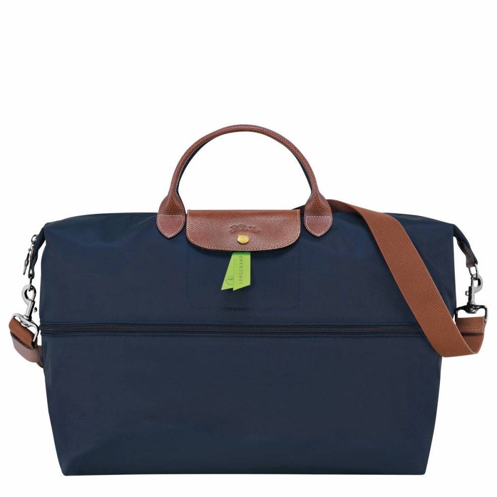 Women Navy Travel Bags Longchamp Le Pliage Original Travel Bag Expandable Navy - Recycled Canvas - Image 4