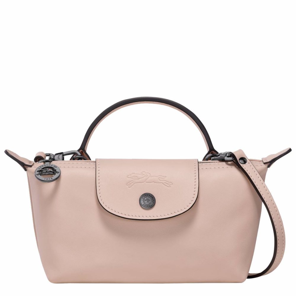 Women Nude Leather Bags Longchamp Le Pliage Xtra Xs Pouch Nude - Leather