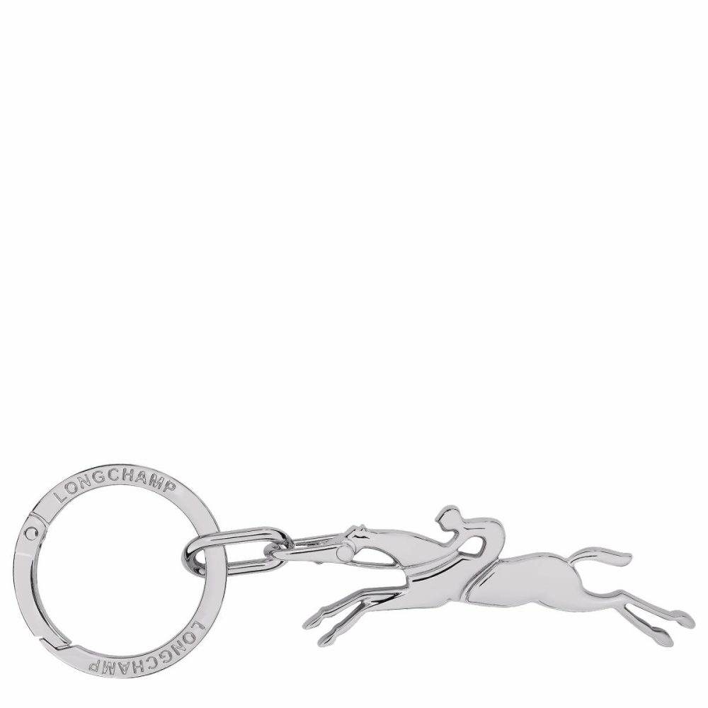 Women Silver Cavalier Longchamp Keyring Silver - Metal Keyrings