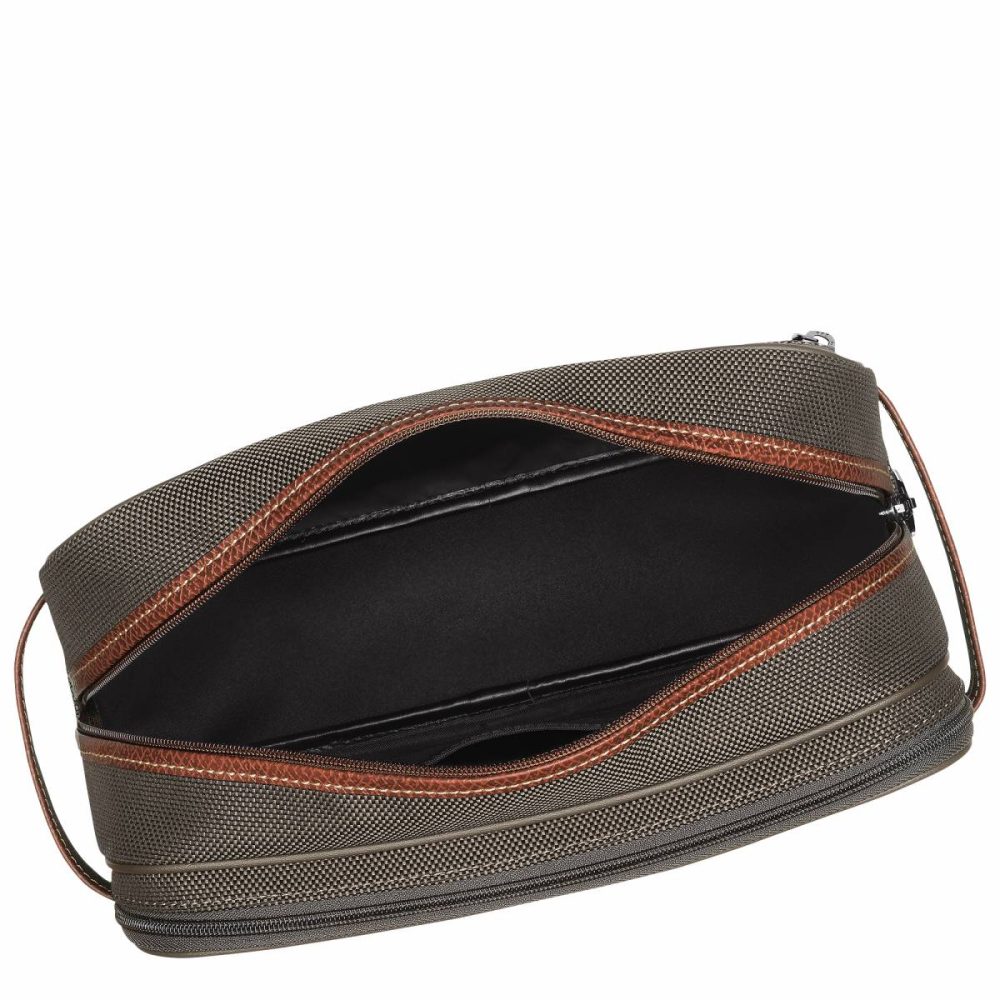 Women Toiletry Bags Longchamp Boxford Toiletry Case Brown - Recycled Canvas Brown - Image 3