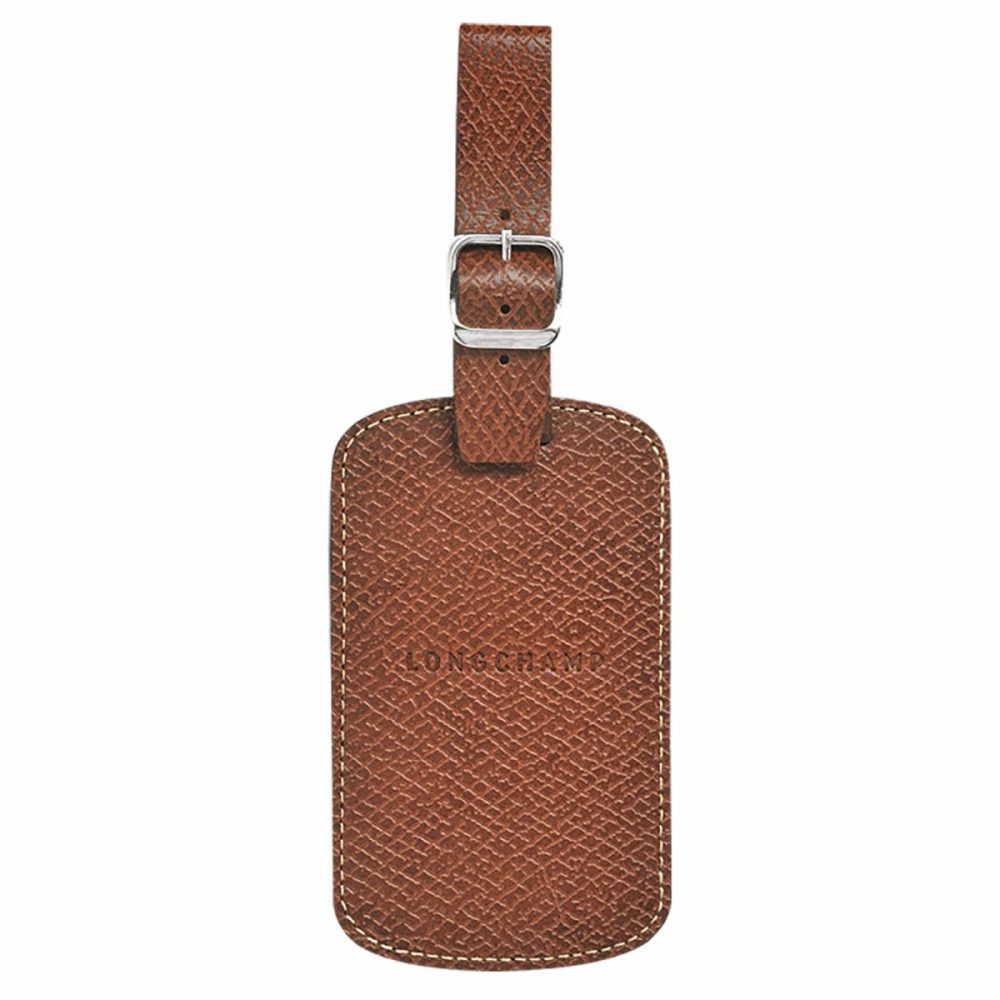 Women Travel Accessories Longchamp Brown Boxford Luggage Tag Brown - Leather