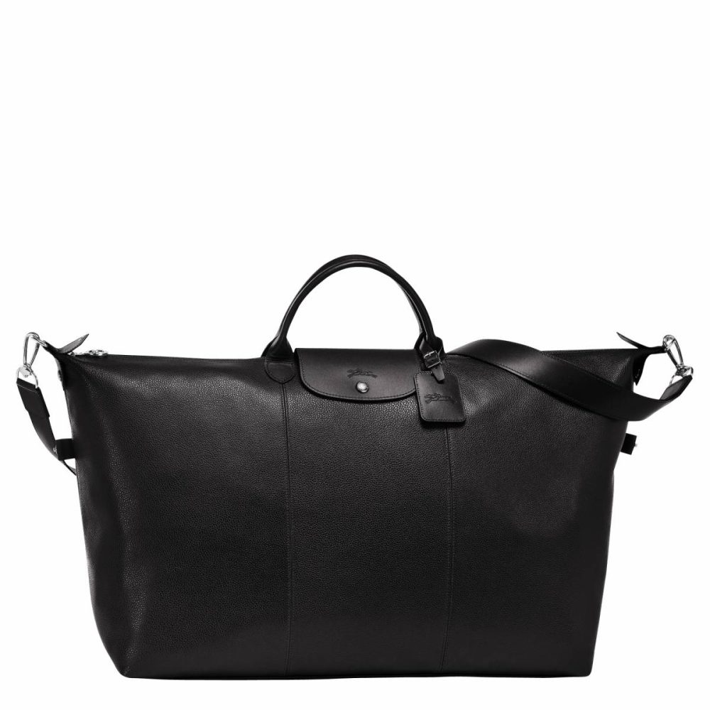 Women Travel Bags Longchamp Black Le Foulonné L Travel Bag Black - Leather